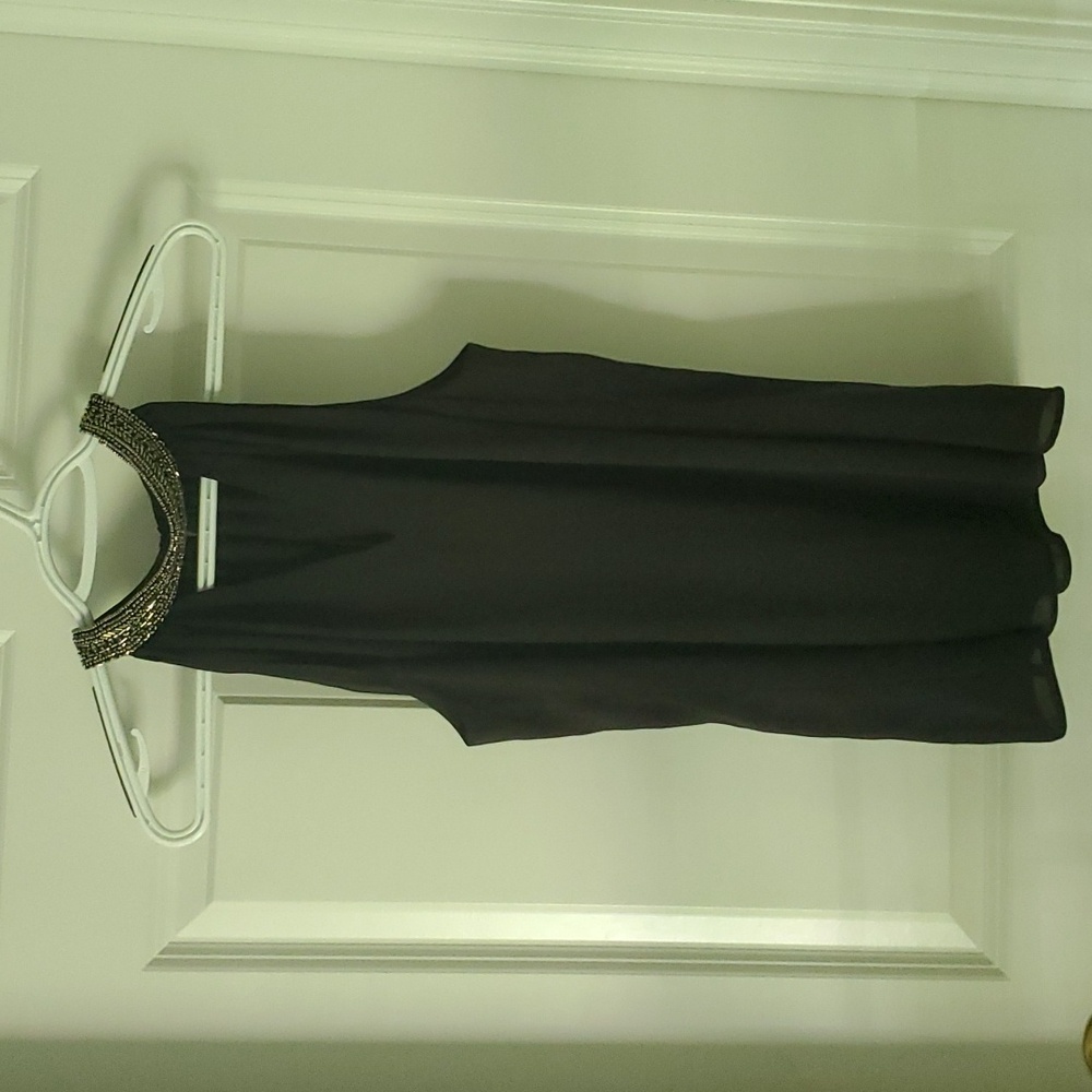 NWT White House Black Market Black Embellished Collar Halter Top Size S.